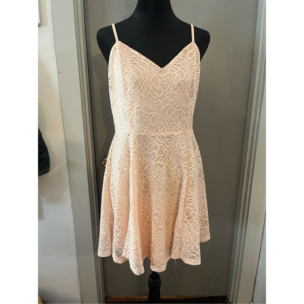 Available by Angela fashion pink lace dress size Large ￼￼